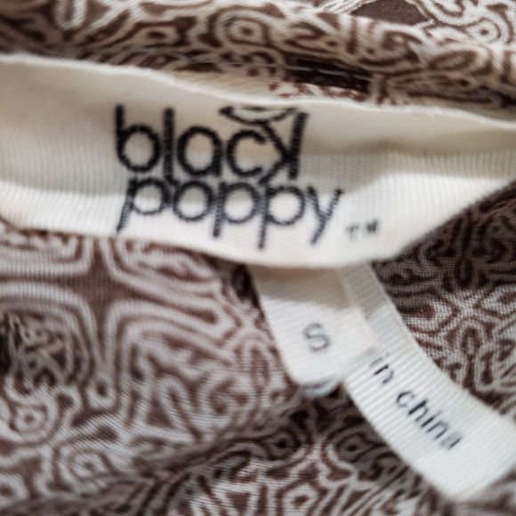 Black Poppy Semi Sheer Printed Brown Kimono - Picture 5 of 5